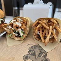 Gyros (the one on the left was our favorite with truffle sauce)  at Rhino Vegan Beat in Mykonos