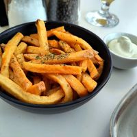 Fries and mayo at Rhino Vegan Beat in Mykonos