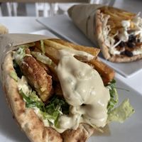 Chick n Fitty wrap. Amazing!   at Rhino Vegan Beat in Mykonos