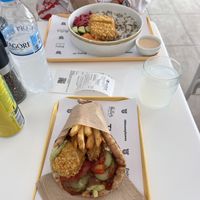 Javan wrap and tofu bowl   at Rhino Vegan Beat in Mykonos