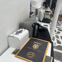 Outdoor seating   at Rhino Vegan Beat in Mykonos