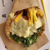 Chick n fitty gyro souvlaki at Rhino Vegan Beat in Mykonos