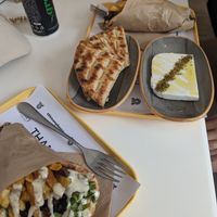 Pita and feta at Rhino Vegan Beat in Mykonos