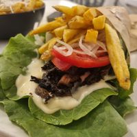 gyros wrap with lettuce instead of pita (gluten free option) at Rhino Vegan Beat in Mykonos