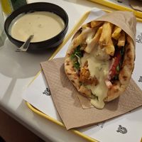 Souvlaki Wrap + Extra sauce at Rhino Vegan Beat in Mykonos