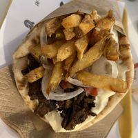 Greek gyros souvlaki wrap €5.90  at Rhino Vegan Beat in Mykonos