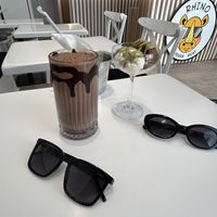 Choco Loco Milkshake, Vanilla & Chocolate ice cream with pistachio praline   at Rhino Vegan Beat in Mykonos
