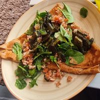 Vegan Crepe with hummus and mushrooms at A la Crêpe in Stockholm