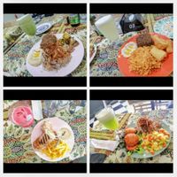 Kibe vegano ; Kebab de falafel ; arroz sírio ; batata rara ; at Ya Habïb in Olimpia