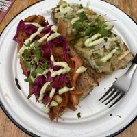 Molletes con guisados distintos   at Querida Simona in Mexico City