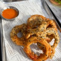 Vegan onion rings (sauce is not vegan, but they can bring other sauces)  at Gordon Ramsay Street Burger in North London