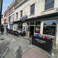 Exterior on Upper Street, with outside seating at Gordon Ramsay Street Burger in North London