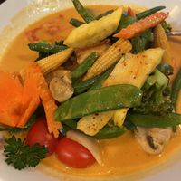 Vegetables and tofu in red coconut milk curry. #Veganuary at Rice Paper Canton in Canton