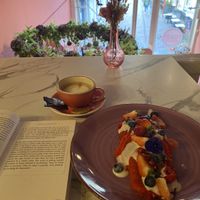 Pancakes and oat milk cappuccino   at Toast Brunchcafe in Deventer