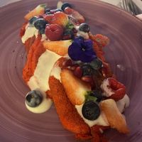 Red Velvet pancakes with berries   at Toast Brunchcafe in Deventer