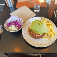 Amazing Veggie Burger on lettuce wrap !! Extra cabbage !  at BOX Burger - 宮城野店 in Hakone