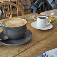 Latte and babycino at Bondade in Leicester