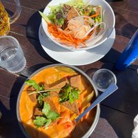The curry and poke bowl with tofu  at Bergrestaurant Alphitta in Zermatt