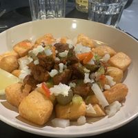 Portuguese - 😋😋😋😋 - excellent texture and taste to the soya - great dish    at Cajual Vegan Foodsters in Loule