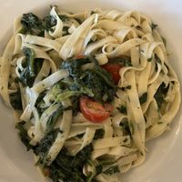 Bandnudeln mit Spinat und Kräutersahnesauce  at Cafe Restaurant Am Flugplatz in Wyk Auf Foehr