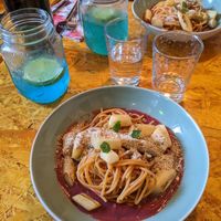 Lentils spaghetti w/ asparagus at Soleil Vert in Le Havre