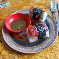 Sushi de pastèque aux alges at Soleil Vert in Le Havre