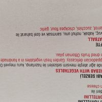 Menu at Areni Cappadocia in Nevsehir