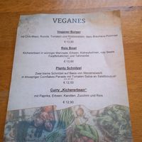 Vegan menu at Carls Brauhaus in Stuttgart