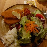 Planty Schnitzel mit Salat at Carls Brauhaus in Stuttgart