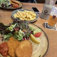 Vegan schnitzel with fries  at Carls Brauhaus in Stuttgart