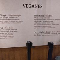 Four vegan main options in a big poster just inside the door. #Veganuary at Carls Brauhaus in Stuttgart