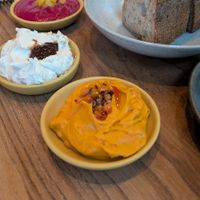 Dips trio and bread at Little Saint in Healdsburg