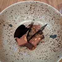 Chocolate brownie and ice cream, nuts at Little Saint in Healdsburg