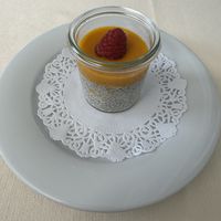 Chia pudim with mango cream on top  at La Vista in Varenna