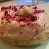 Raspberry & custard doughnut   at Belén Vegan Bakery in Wellington