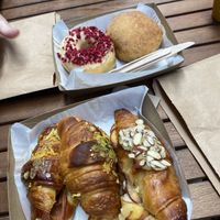 Croissants and donuts   at Belén Vegan Bakery in Wellington