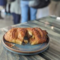Sausage sizzle croissant at Belén Vegan Bakery in Wellington