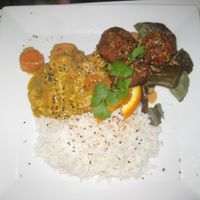 Sweet potato and carrot curry at Kwadrat in Poznan