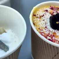 Doggie oatchino and golden milk at Wild Cafe in Marsden