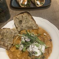 Above: Greek gyros flatbread. Below: Tuscan bean dish  at Wild Cafe in Marsden