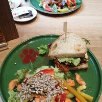 Vegan Pulled Pork Sandwich with Salad at Katzentempel - Leipzig Mitte in Leipzig