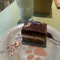 Tiramisu and matcha latte  at Katzentempel - Leipzig Mitte in Leipzig