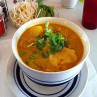 Vegan Chicken Curry with Rice Noodles at Phoenix Garden in Richmond