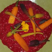 Rissoto de betabel con zanahorias baby at Root & Vine in Vila Nova De Gaia