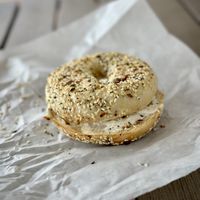 Everything Bagel with Vegan Cream Cheese  at The Bagel Factory in Torrance