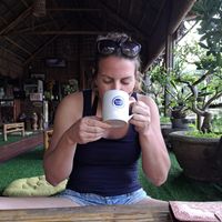 Dutch Lady cup with dutch lady drinking out of it haha at Quoc Linh Eco Village Retreat in Hoi An