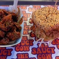 Hot papi burger and Korean broccoli at The Saucy Cow in Dublin