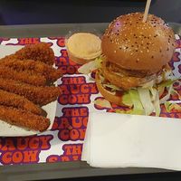 Burger and chicken tenders  at The Saucy Cow in Dublin