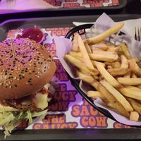 Buckfast BBQ burger and skinny fries at The Saucy Cow in Dublin