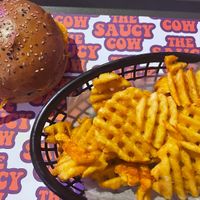 Waffle fries and dzouble cheese  at The Saucy Cow in Dublin